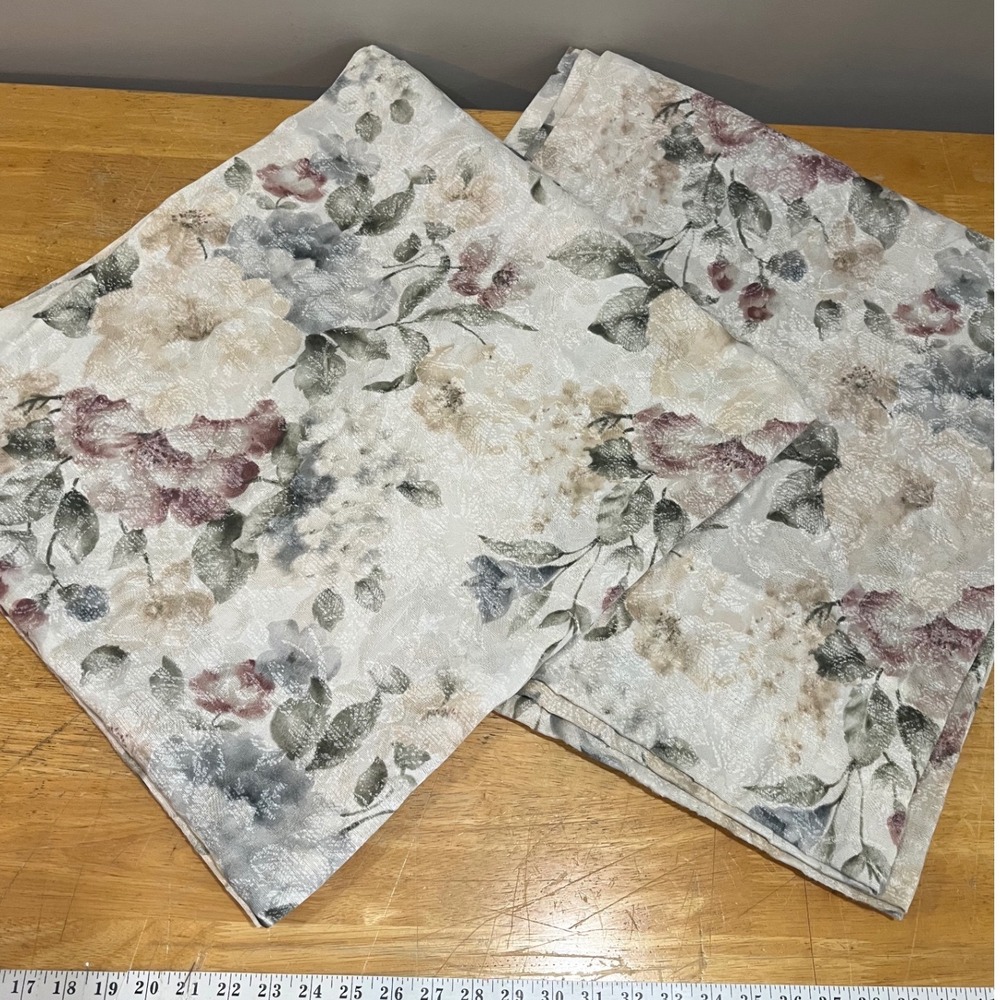 Vintage‎ Burlington Floral Curtain Panels 38x82 Cream Pink Sage Botanical 2pc